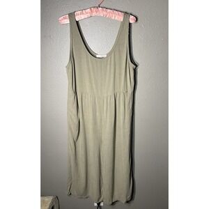 Rewind Jumpsuit Romper Pockets Wide Leg Dark Khaki Linen Blend Pleated Waist XXL